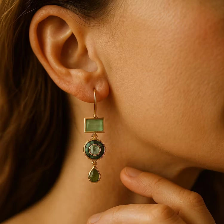 Aoaome Vintage Green Dangling Earrings