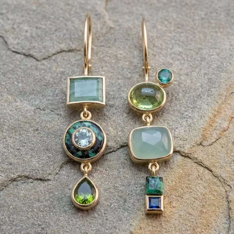 Aoaome Vintage Green Dangling Earrings