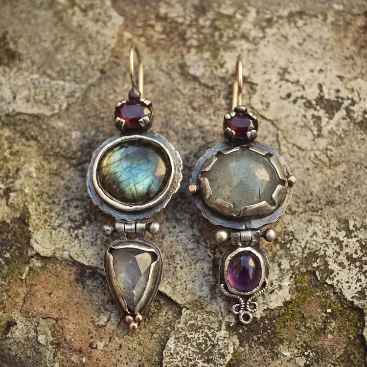 Aoaome Vintage Green Stone Earrings