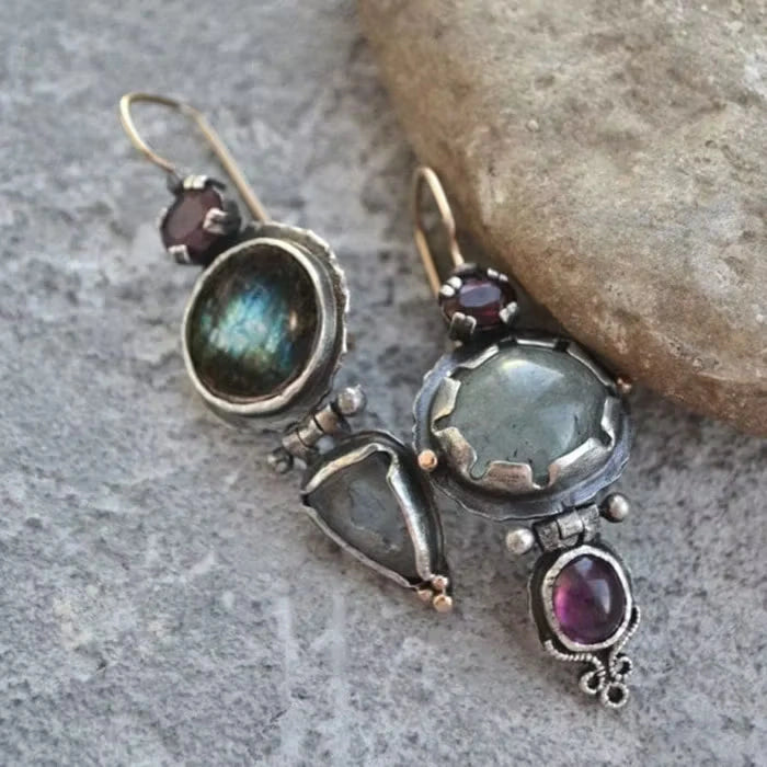 Aoaome Vintage Green Stone Earrings