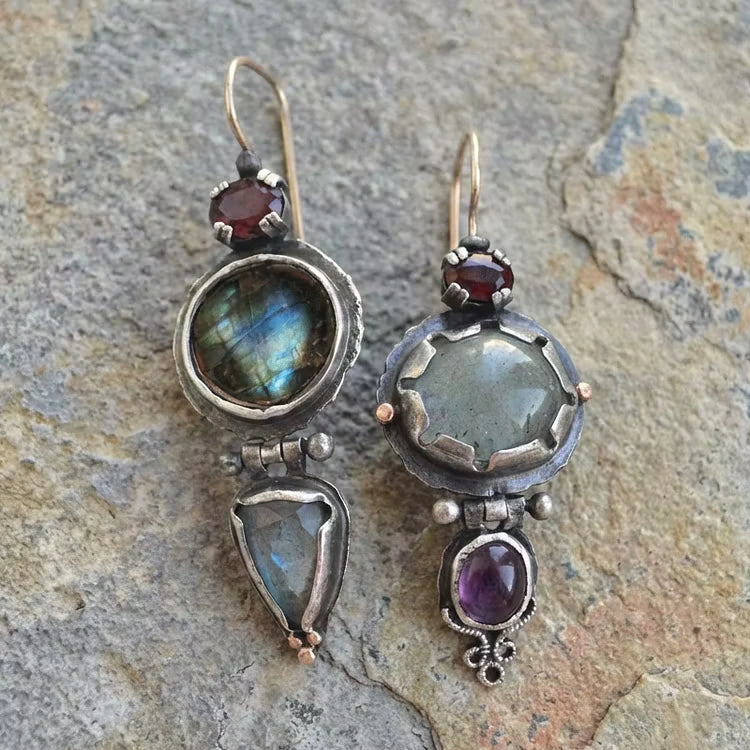 Aoaome Vintage Green Stone Earrings