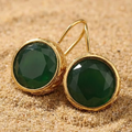 Aoaome Vintage Green Zirconia Golden Earrings