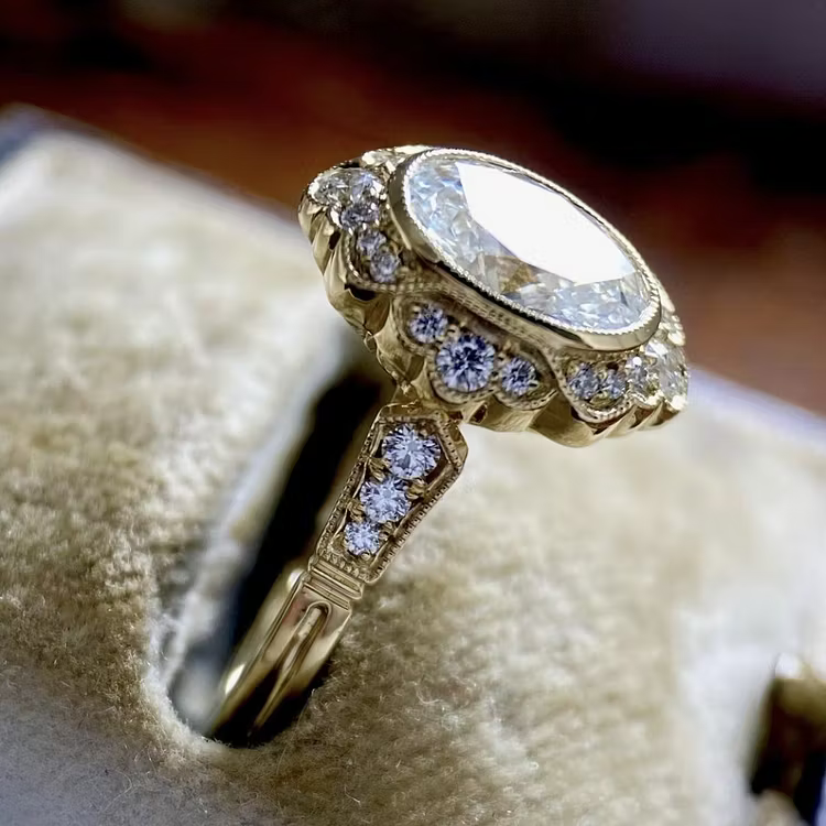Aoaome Vintage Imitation Gold Oval Diamond Zircon Rings