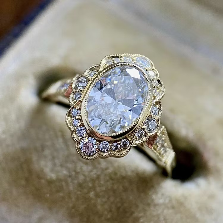 Aoaome Vintage Imitation Gold Oval Diamond Zircon Rings