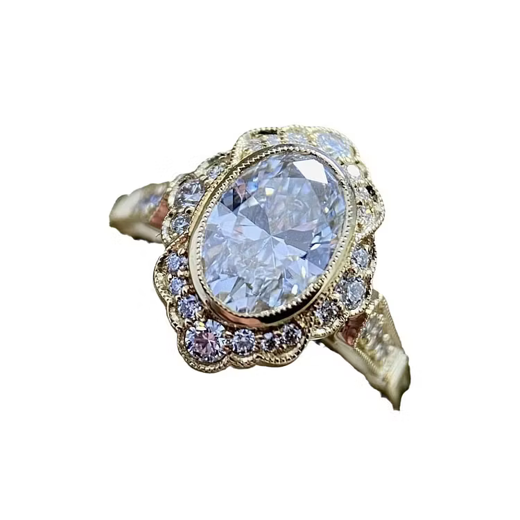 Aoaome Vintage Imitation Gold Oval Diamond Zircon Rings