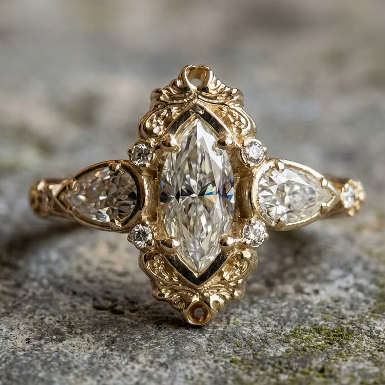 Aoaome Vintage Inlaid Horse Eye Zircon Rings