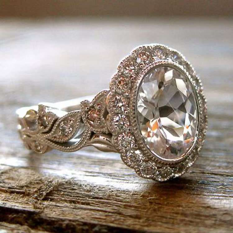 Aoaome Vintage Inlaid Zircon Rings