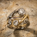 Aoaome Vintage Inlaid Zirconia Gold Silver Rings