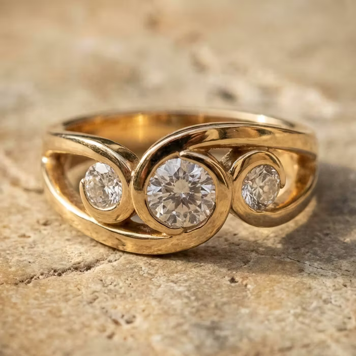 Aoaome Vintage Inlaid Zirconia Spiral Gold Rings