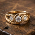Aoaome Vintage Inlaid Zirconia Spiral Gold Rings