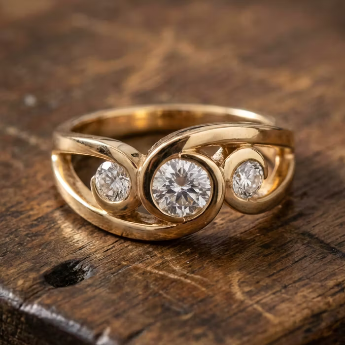Aoaome Vintage Inlaid Zirconia Spiral Gold Rings