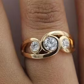 Aoaome Vintage Inlaid Zirconia Spiral Gold Rings