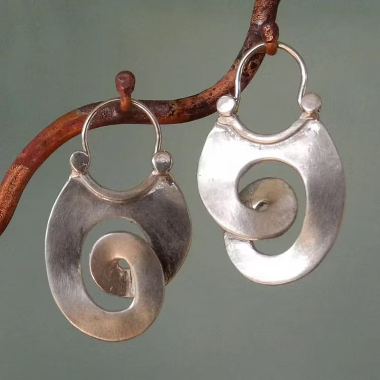 Aoaome Vintage Irregular Form Silver Earrings