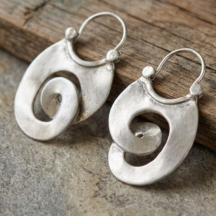 Aoaome Vintage Irregular Form Silver Earrings