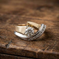 Aoaome Vintage Irregular Gold  Silver Zirconia Rings