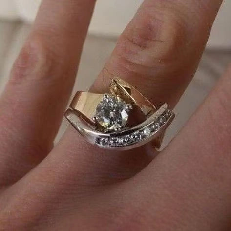 Aoaome Vintage Irregular Gold  Silver Zirconia Rings