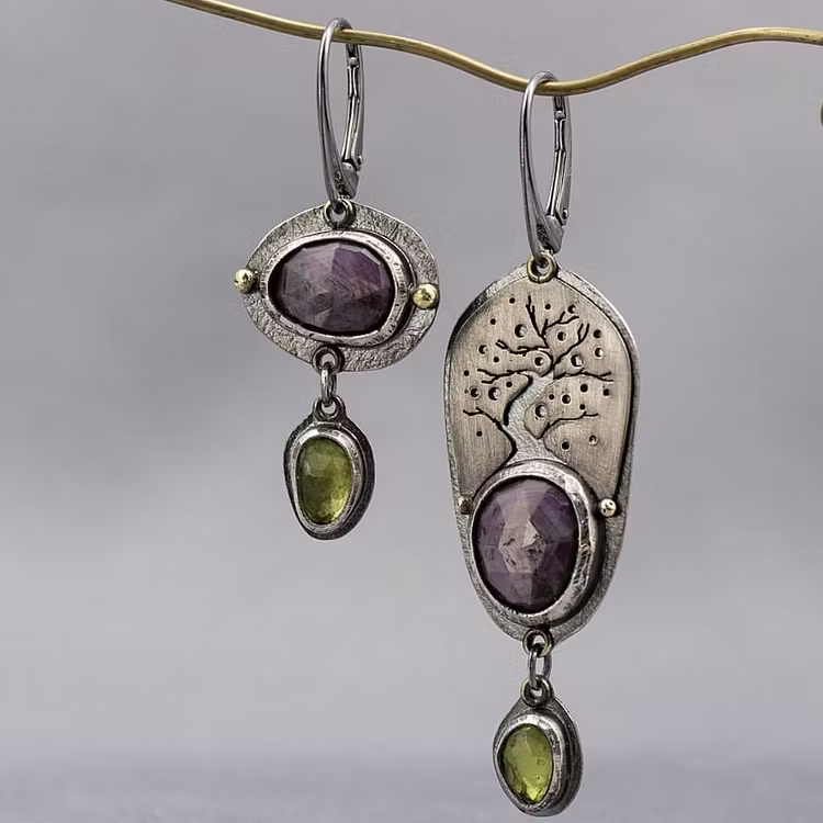 Aoaome Vintage Irregular Purple Diamond Earrings