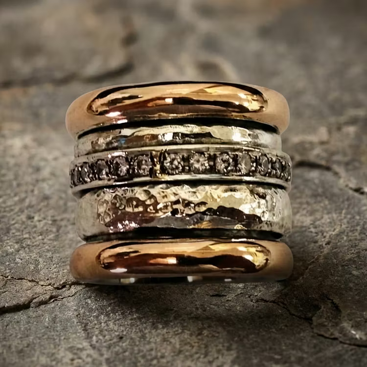Aoaome Vintage Layered Thick Gold Rings