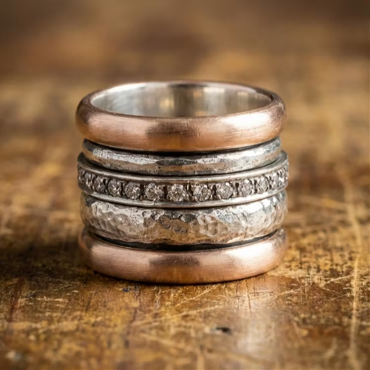 Aoaome Vintage Layered Thick Gold Rings