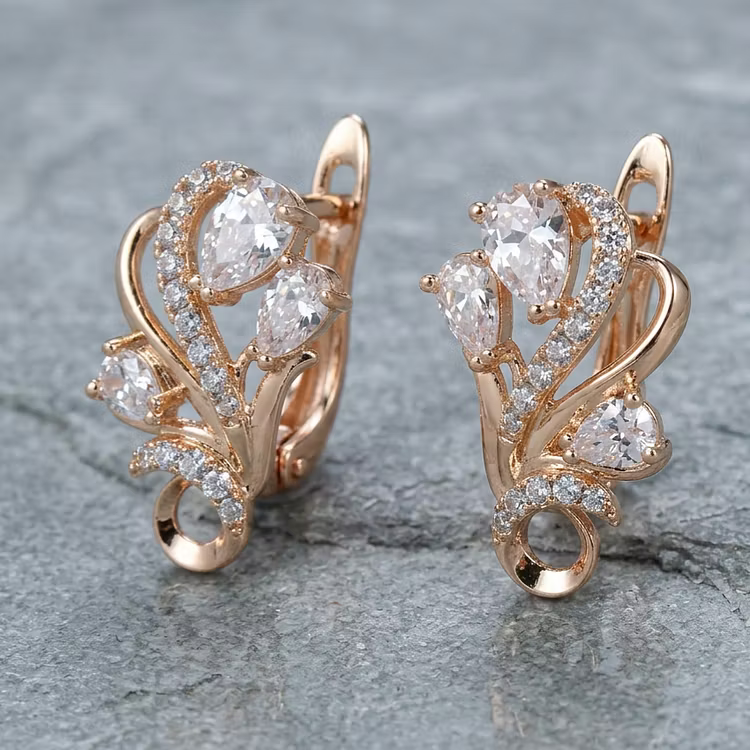 Aoaome Vintage Love Shape Multi‑Color Gem Huggie Earrings