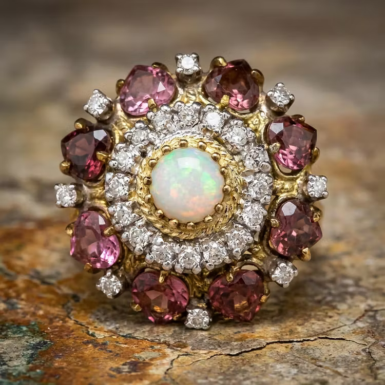 Aoaome Vintage Luxury Colored Zircon Inlaid Rings
