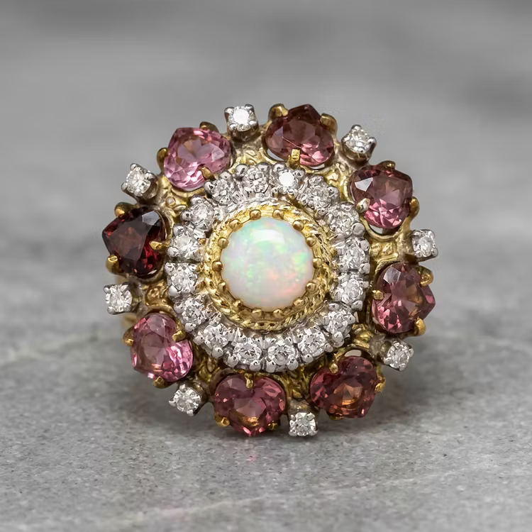 Aoaome Vintage Luxury Colored Zircon Inlaid Rings