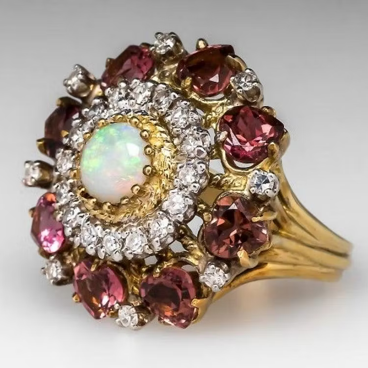 Aoaome Vintage Luxury Colored Zircon Inlaid Rings