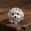Aoaome Vintage Maltese Dog Statement Rings