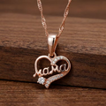 Aoaome Vintage "Mama" Heart Crystal Pendant Necklaces