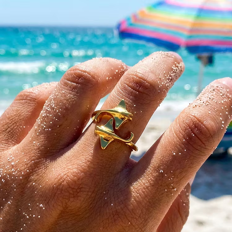 Aoaome Vintage Manta Ray Gold Open Rings