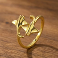 Aoaome Vintage Manta Ray Gold Open Rings
