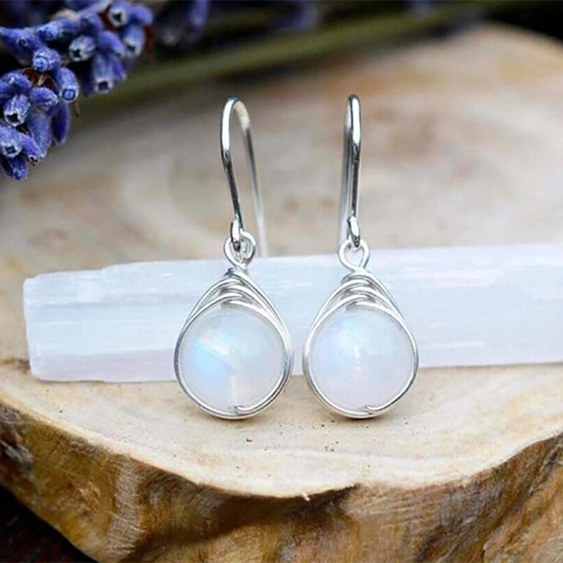 Aoaome Vintage Moonstone Drop Earrings