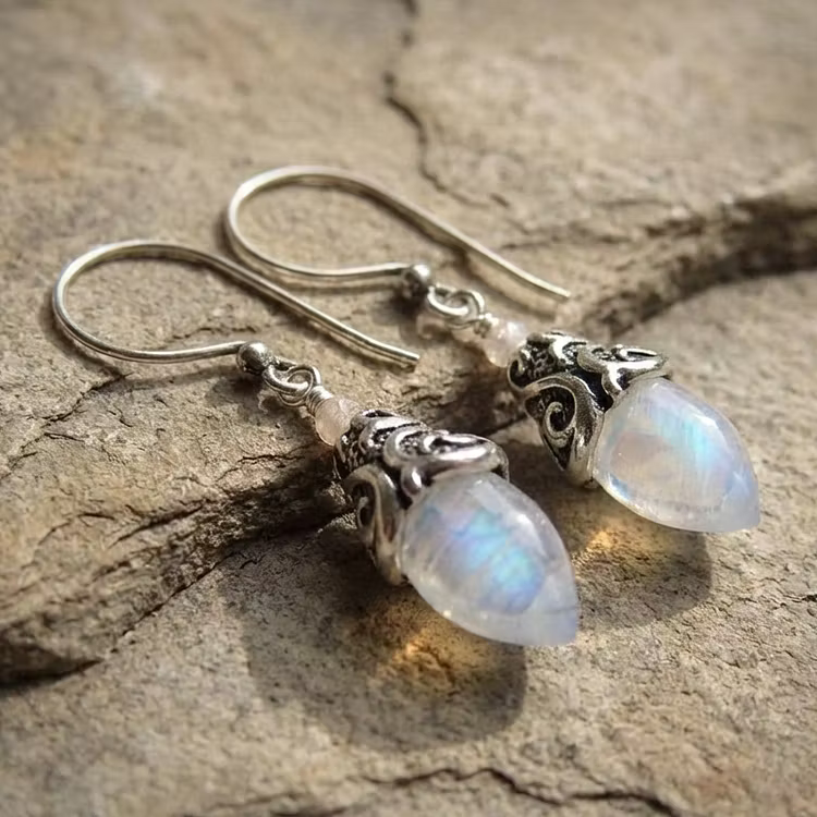 Aoaome Vintage Moonstone Drop Earrings