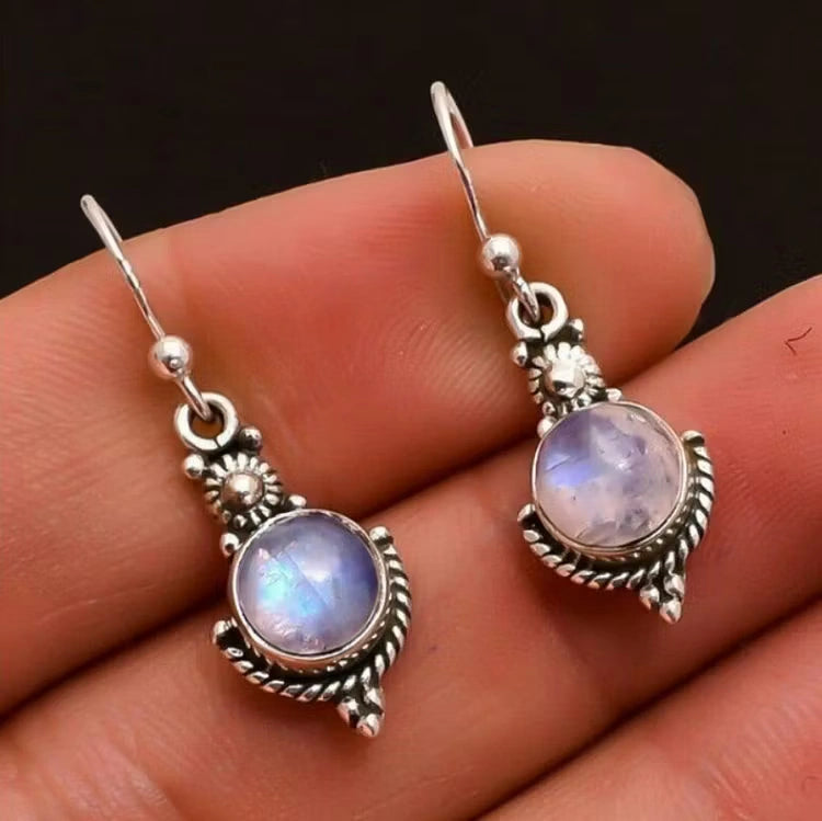 Aoaome Vintage Moonstone Long Pendant Earrings