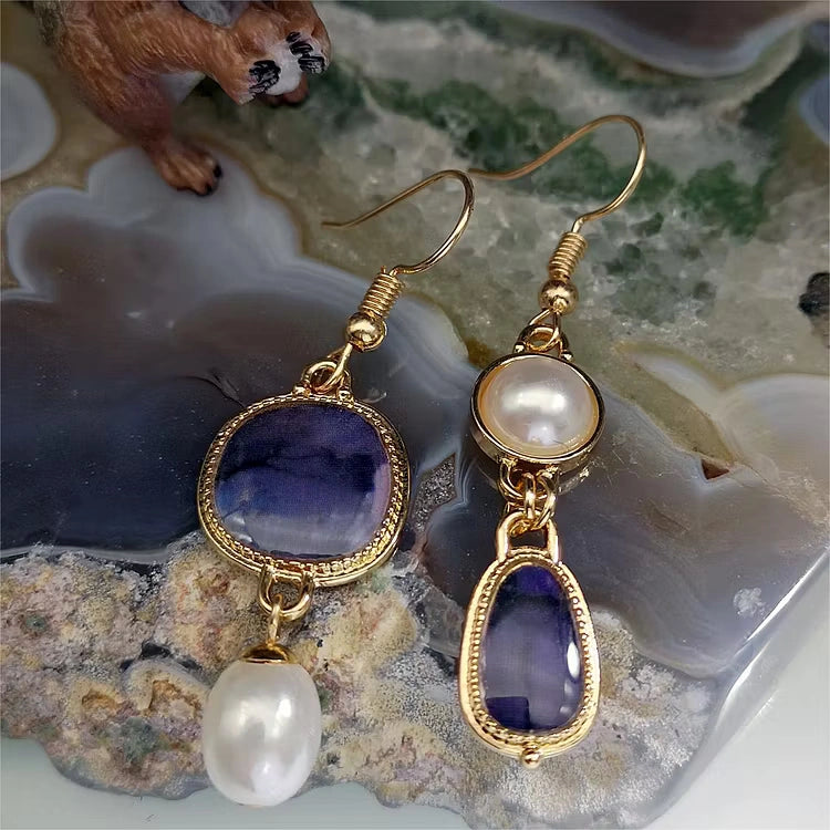 Aoaome Vintage Natural Blue Stone Earrings