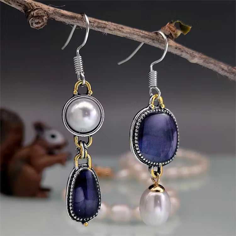 Aoaome Vintage Natural Blue Stone Earrings