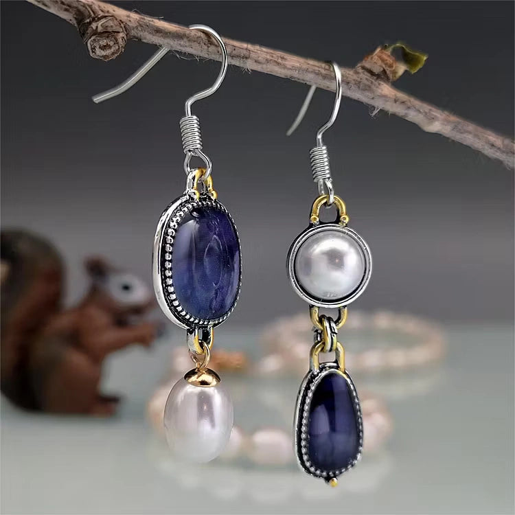 Aoaome Vintage Natural Blue Stone Earrings
