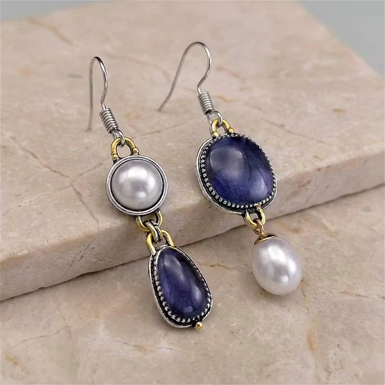 Aoaome Vintage Natural Blue Stone Earrings