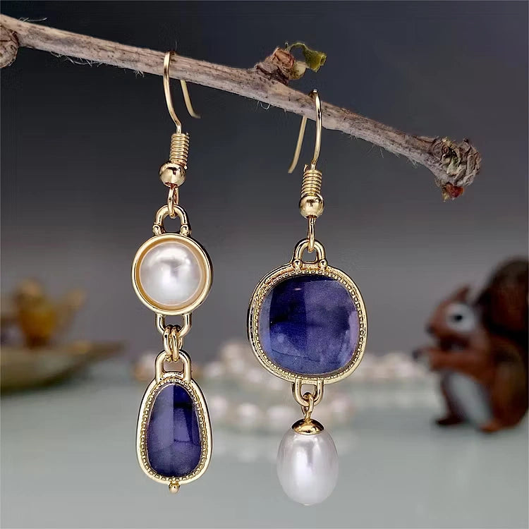Aoaome Vintage Natural Blue Stone Earrings
