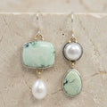 Aoaome Vintage Natural Green Stone Pearl Earrings