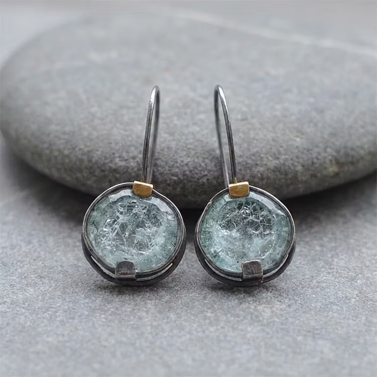 Aoaome Vintage Ocean Crystal Earrings