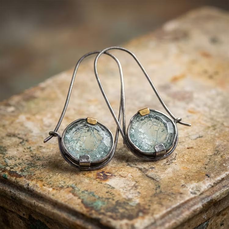 Aoaome Vintage Ocean Crystal Earrings