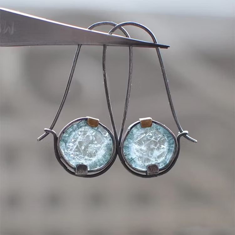 Aoaome Vintage Ocean Crystal Earrings