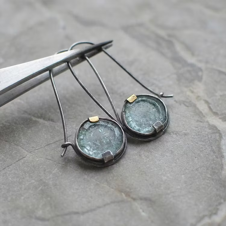 Aoaome Vintage Ocean Crystal Earrings