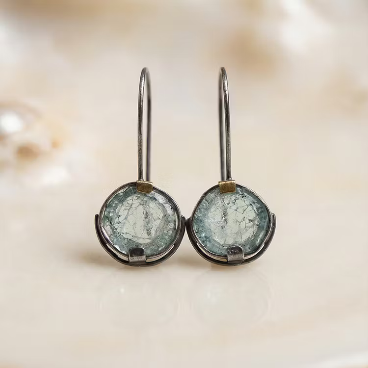 Aoaome Vintage Ocean Crystal Earrings