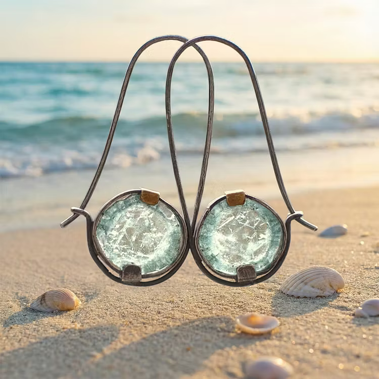 Aoaome Vintage Ocean Crystal Earrings