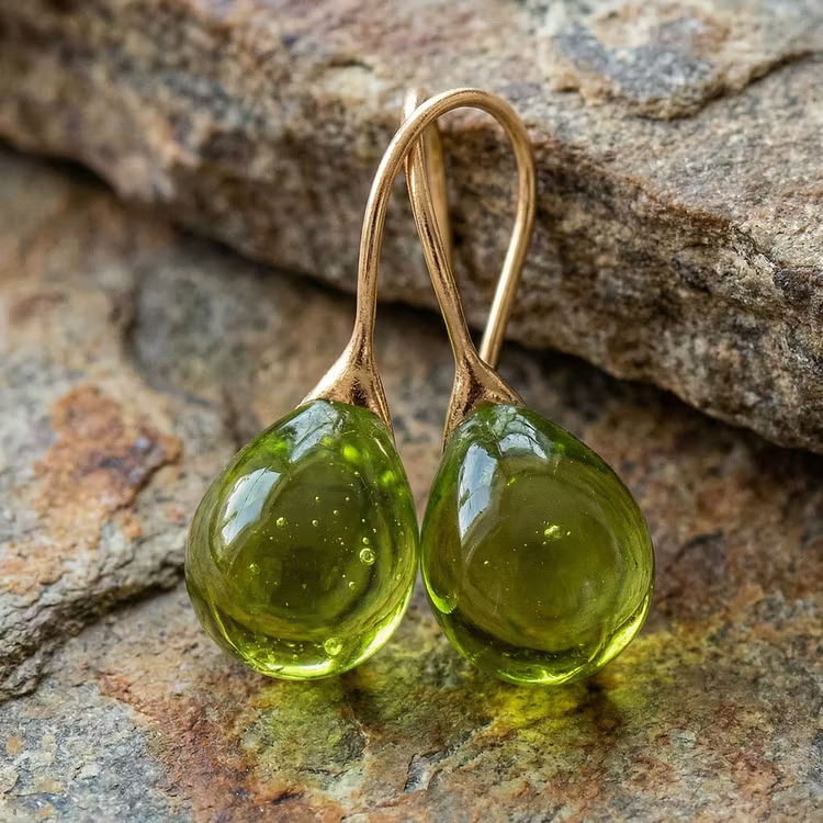 Aoaome Vintage Olive Glass Earrings