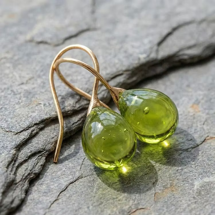 Aoaome Vintage Olive Glass Earrings