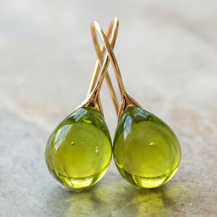 Aoaome Vintage Olive Glass Earrings