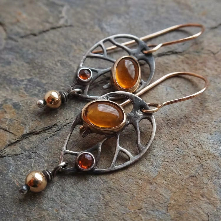 Aoaome Vintage Orange Crystal Earrings